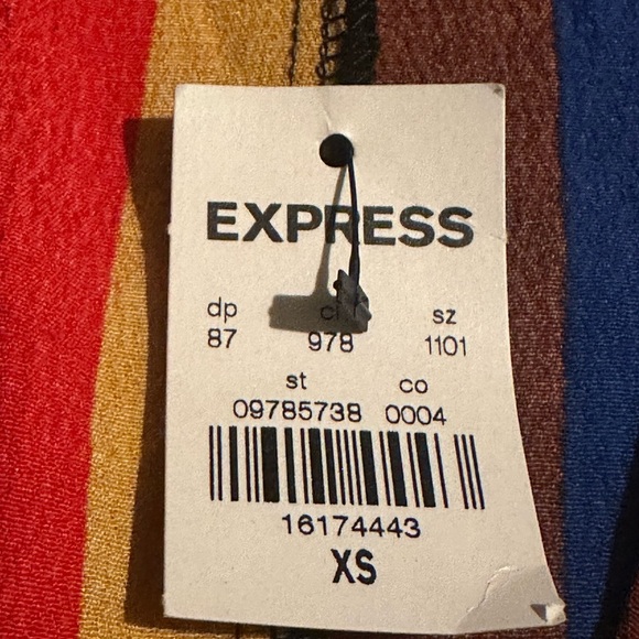 NWT Express Multi colored peplum Top shirt size XS - Picture 8 of 11